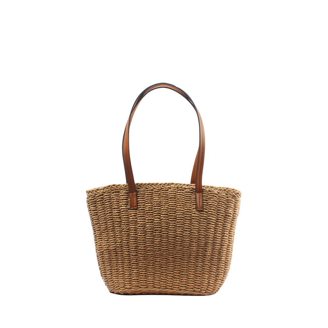 Natural straw bag with elegant leather handles Kalsten