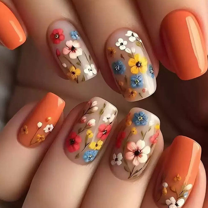 Floral Patterned Press-On Nail Enhancements Kalsten