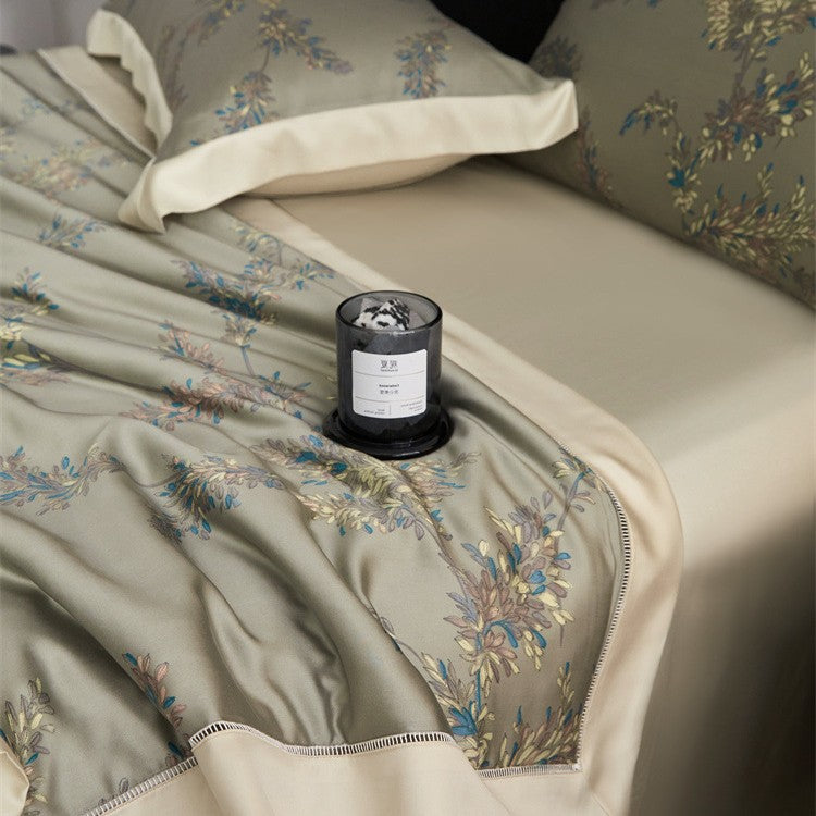 Luxurious satin bedspread set with floral jacquard embroidery Kalsten