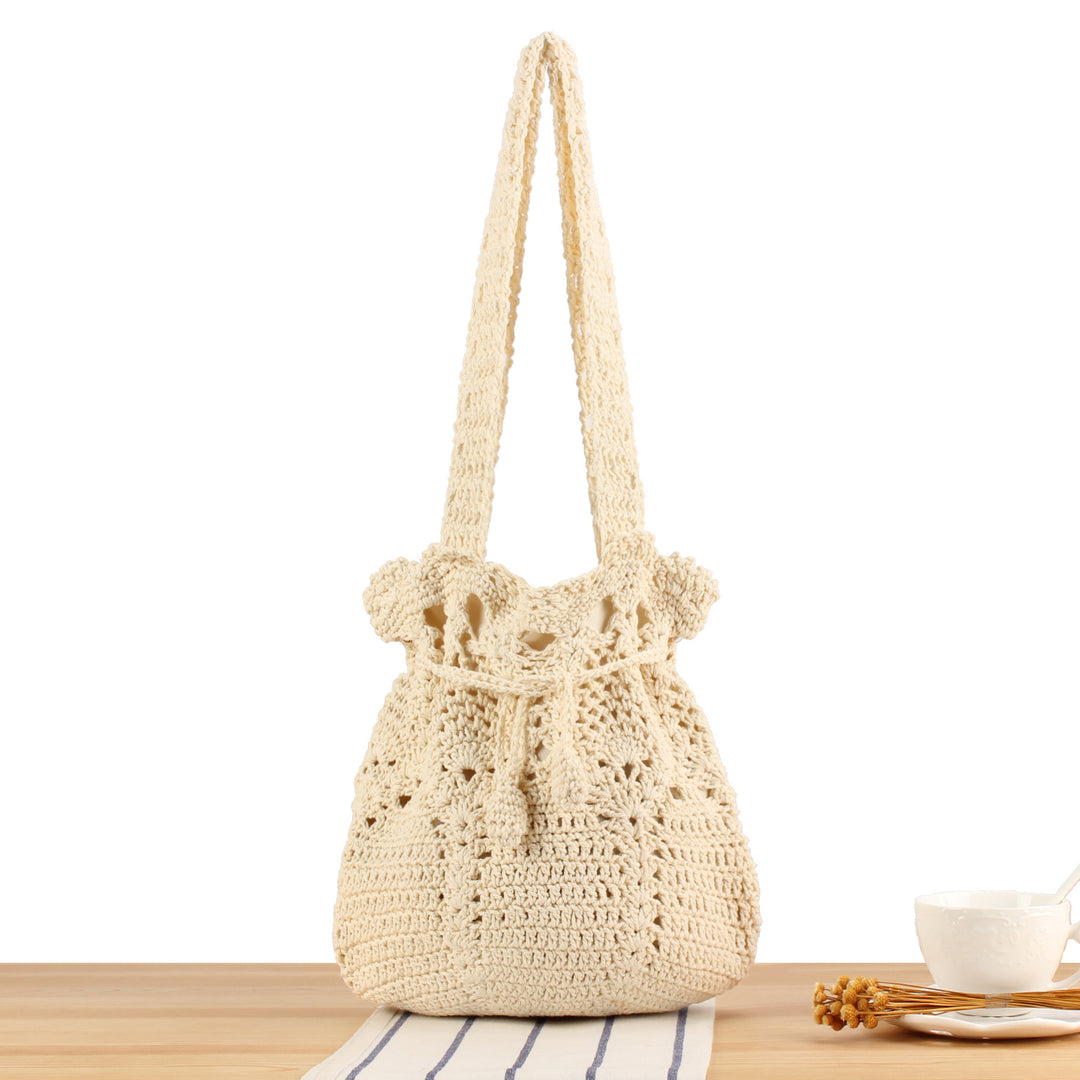 Macrame Shopper Bag with Decorative Drawstring Kalsten