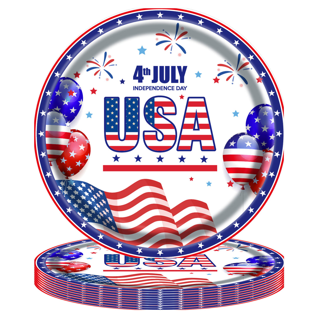 Unisex disposable paper plate with American flag design and Statue of Liberty illustration Kalsten