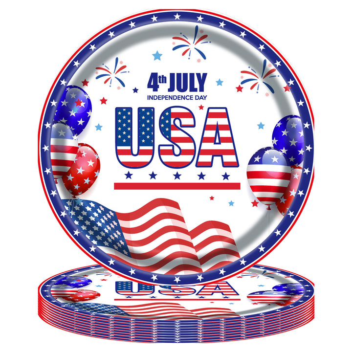 Unisex disposable paper plate with American flag design and Statue of Liberty illustration Kalsten