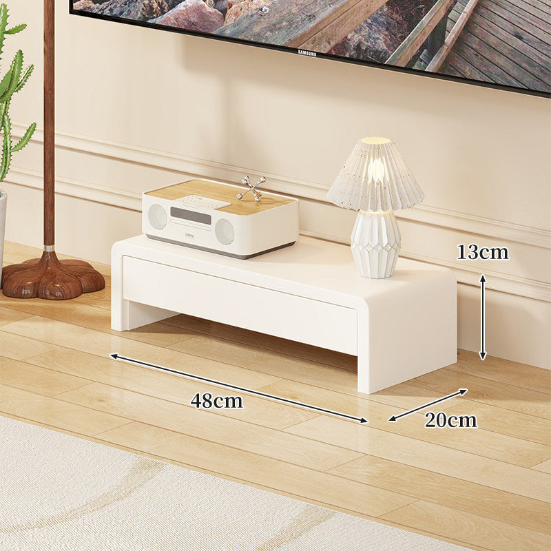 Low Solid Wood TV Media Console Bench with Open Rectangular Legs