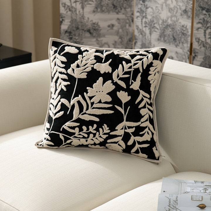 Decorative cushion cover with floral flock application Kalsten