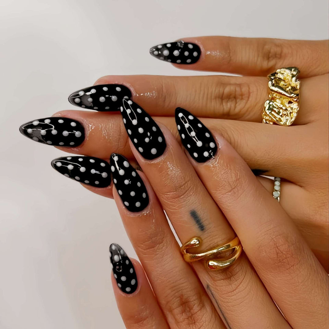 Polka Dot Stiletto Press-On Nails Kalsten