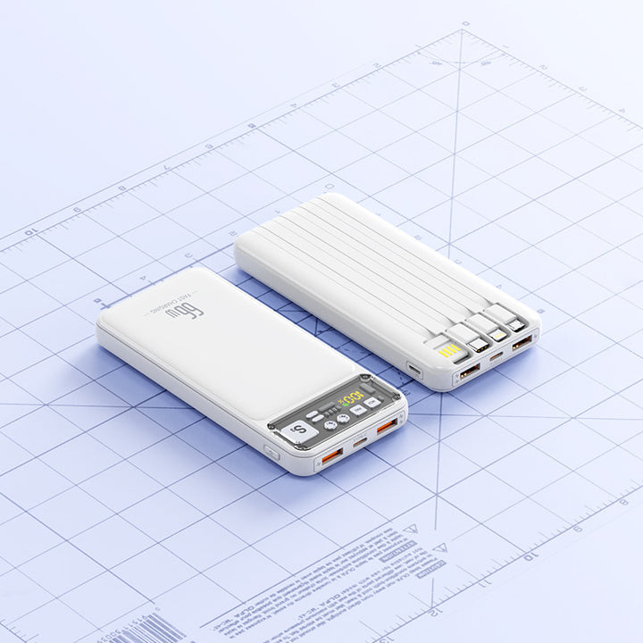 Power bank with integrated cable system and digital charging display Kalsten