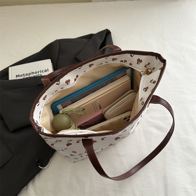 Trendy Cherry Print Tote Bag
