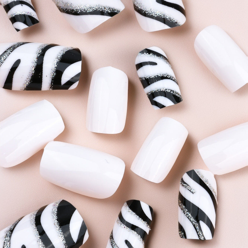 Zebra Striped Nail Art Extensions Kalsten