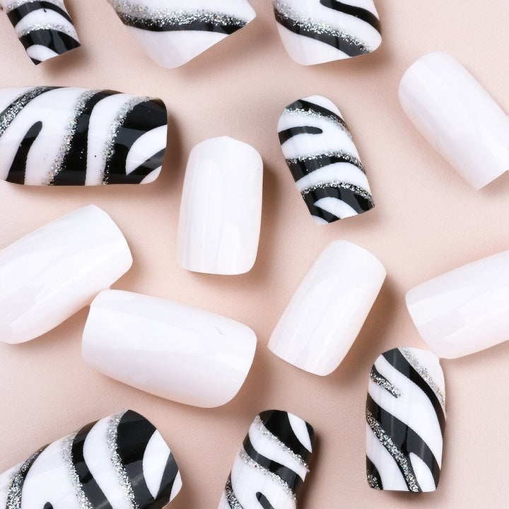 Zebra Striped Nail Art Extensions Kalsten