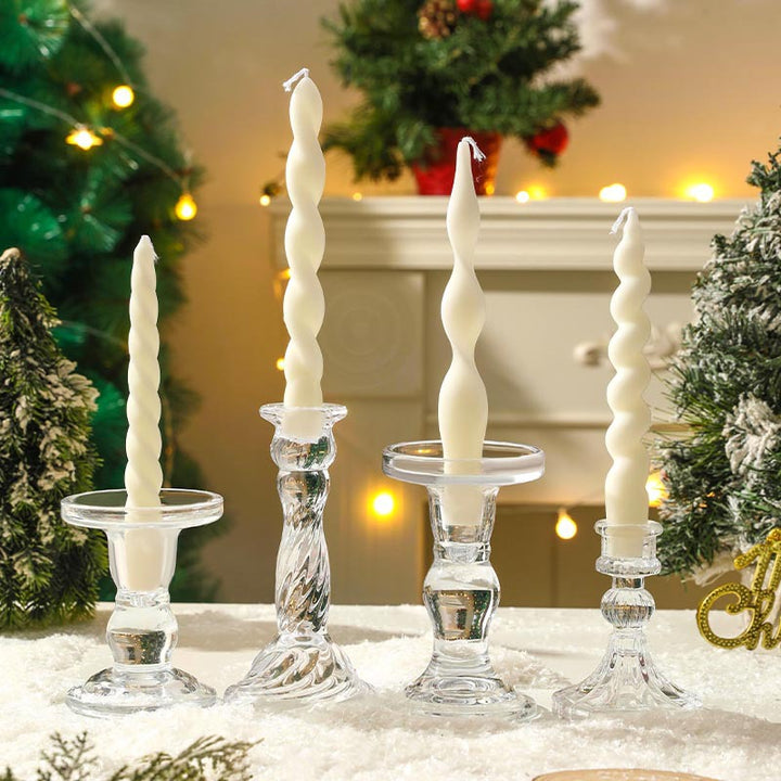 Hand-Poured Sculptural Twisted Taper Candle for Home Decor