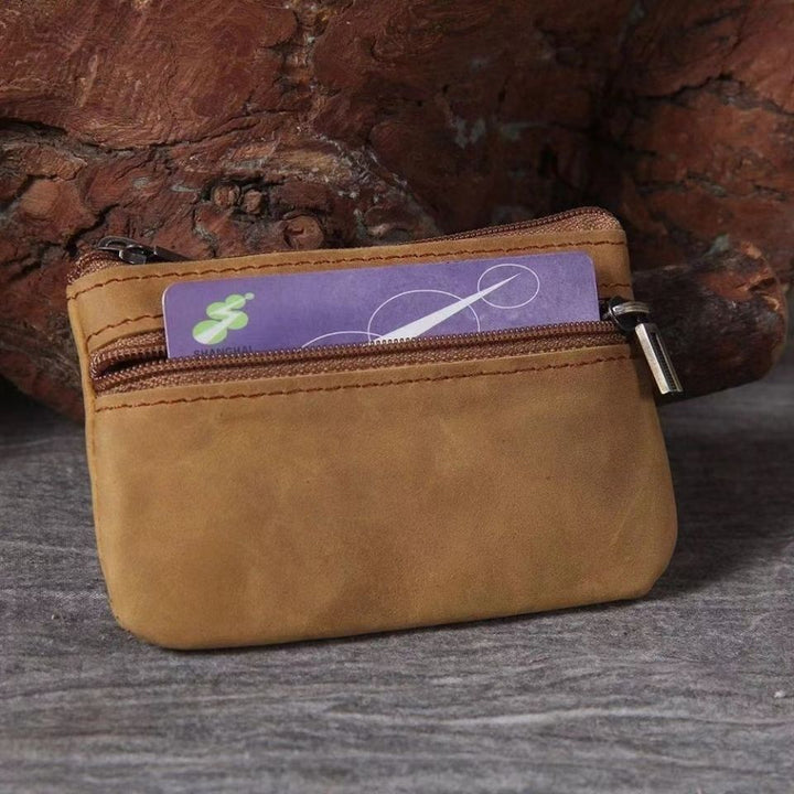 Compact Leather Zippered Coin Pouch Kalsten
