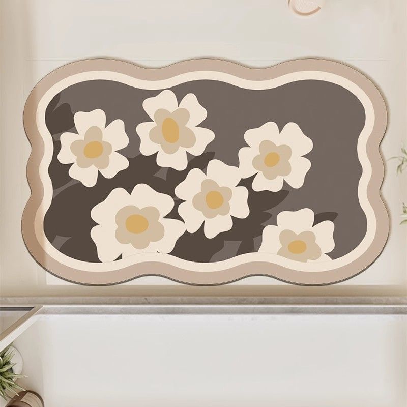 Absorbent Floral Print Bath Mat Kalsten