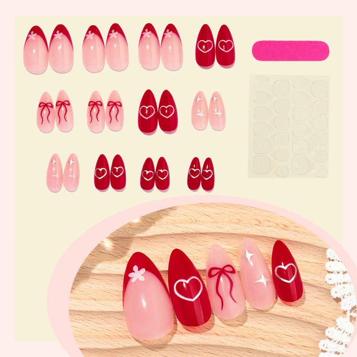 Decorative Press-On Nail Set with Charming Cherry and Bow Designs kalsten
