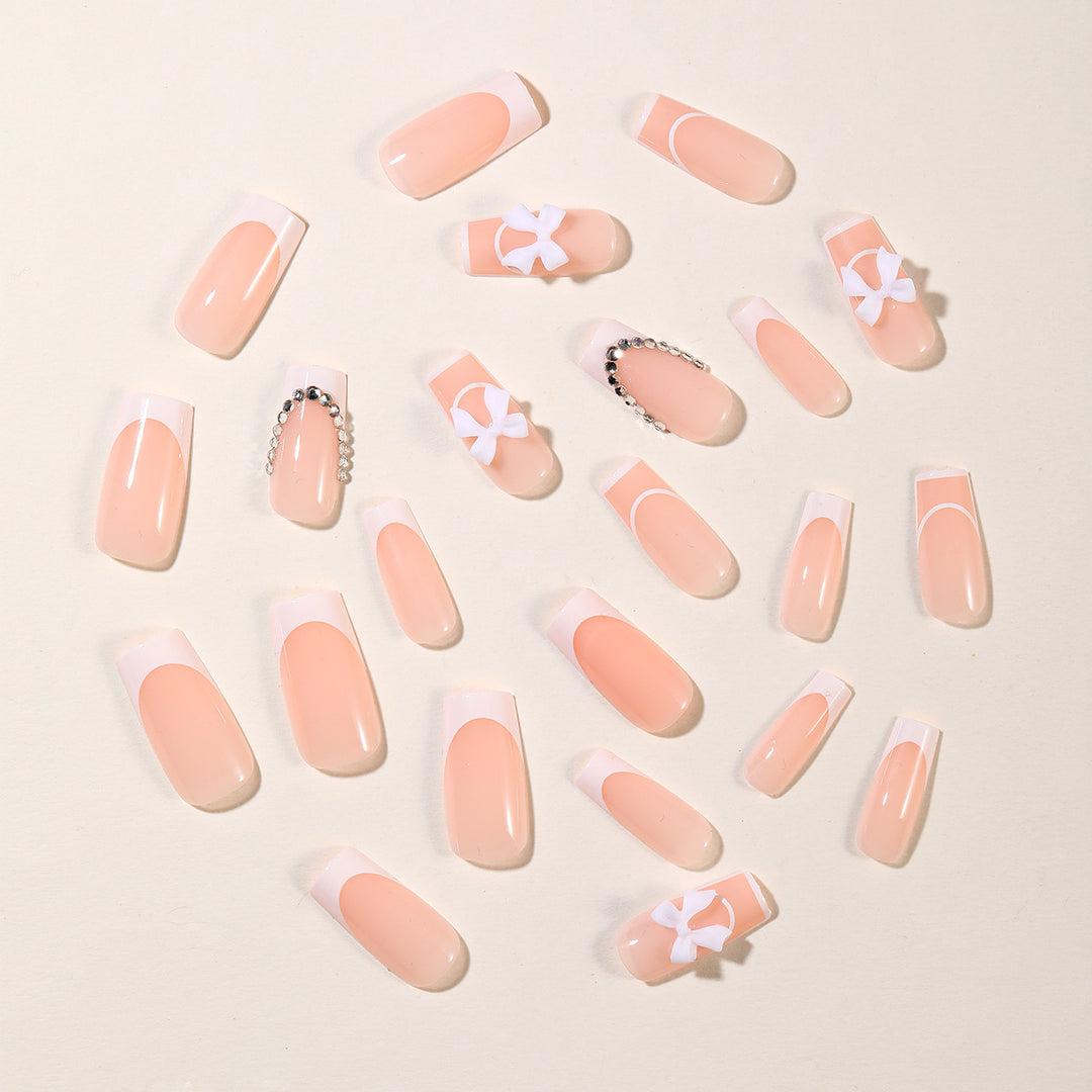 Elegant Floral French Tip Nail Art Extensions Kalsten