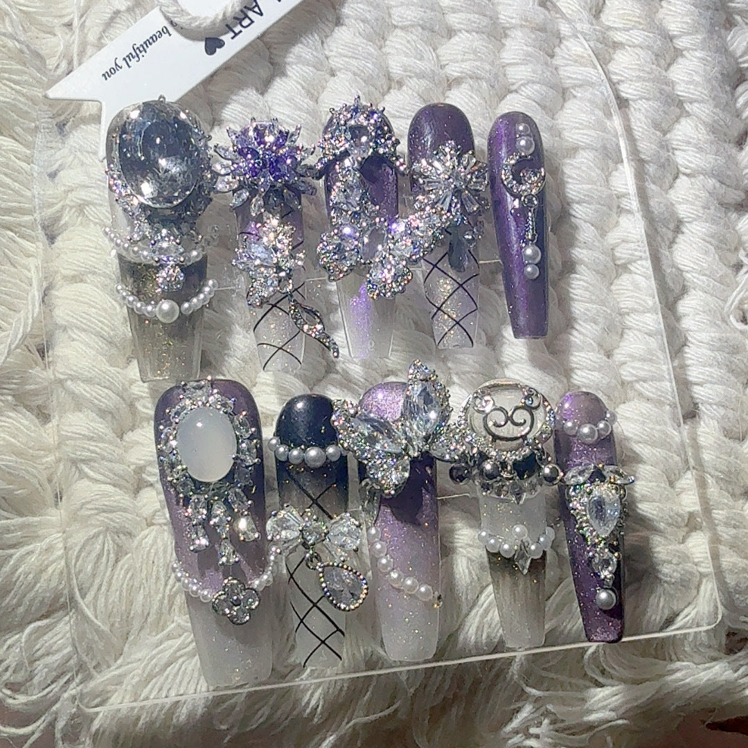 Luxurious Rhinestone Decorative Press-On Nails