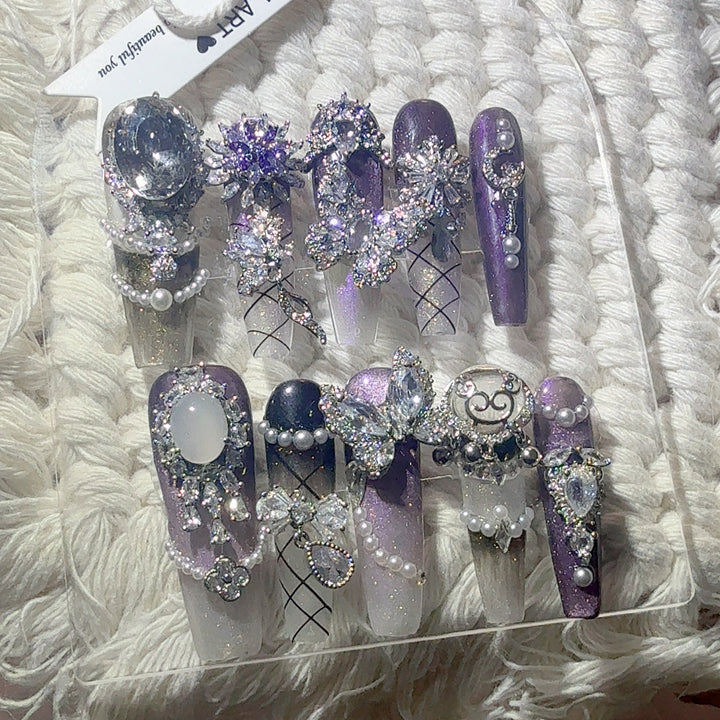 Luxurious Rhinestone Decorative Press-On Nails