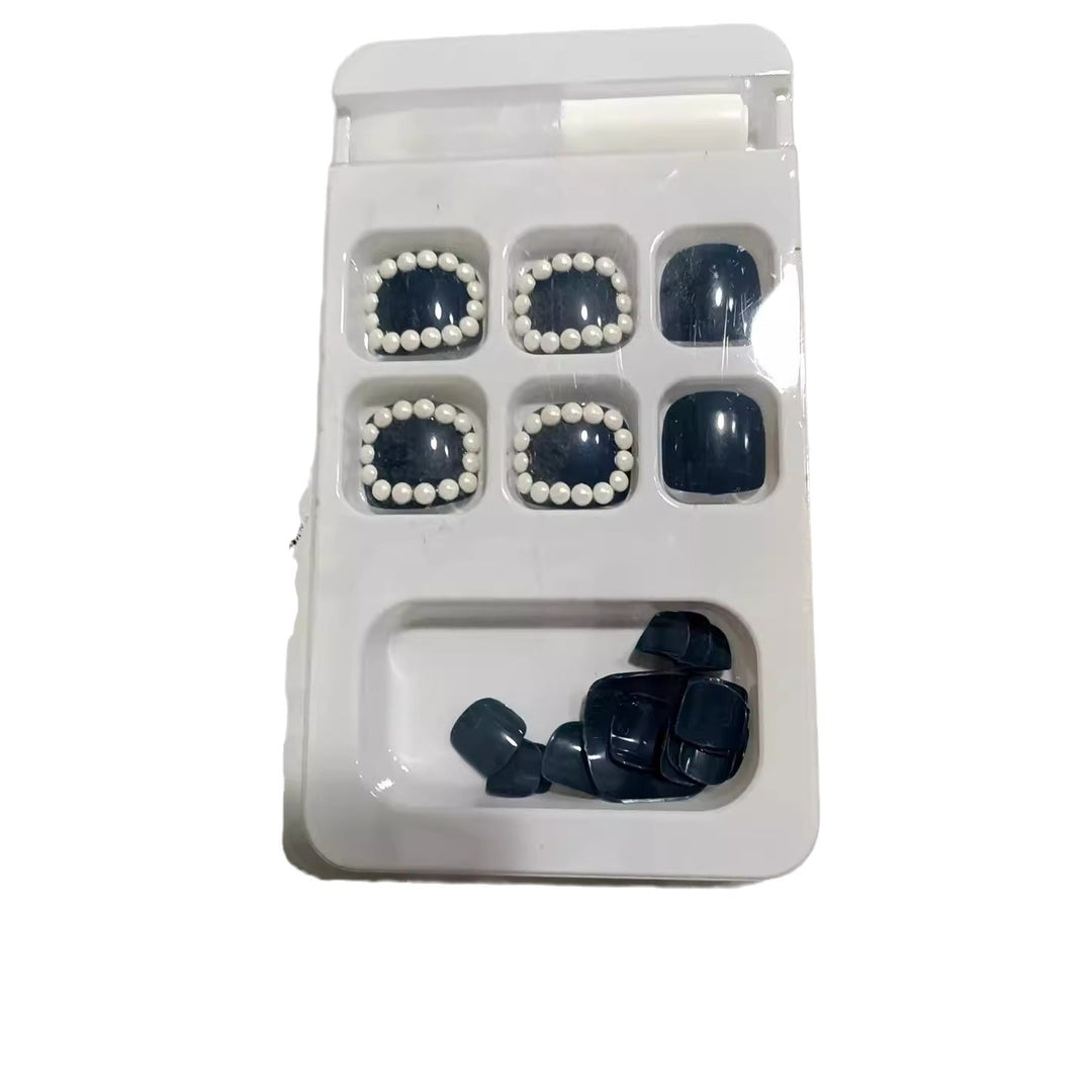 Decorative Press-On Nail Set with Pearl Accents Kalsten