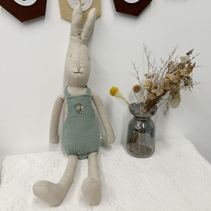 Linen Polka-Dot Floppy-Ear Bunny Doll
