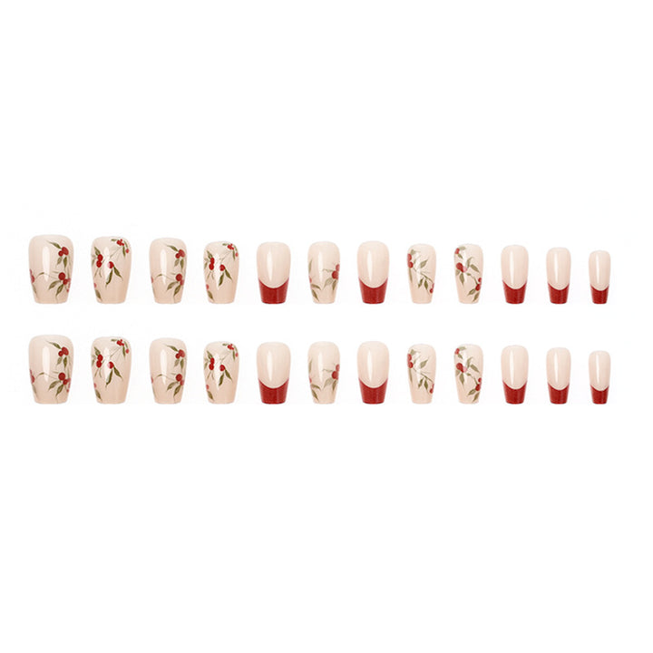 Elegant Floral Press-On Nail Tips