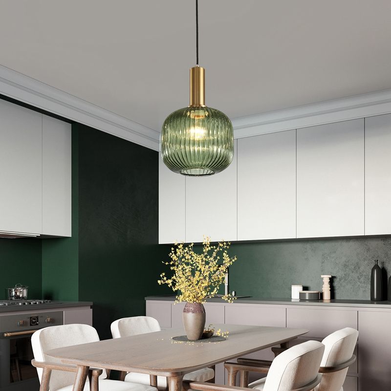 Ribbed Glass Pendant Light