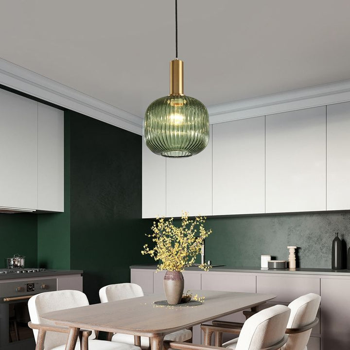 Ribbed Glass Pendant Light