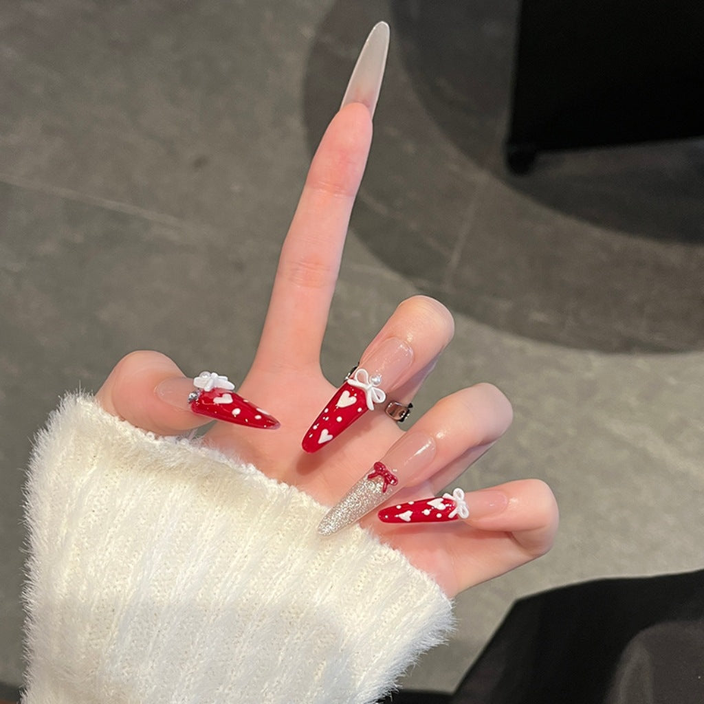 Romantic Heart-Themed Press-On Nail Extensions Kalsten