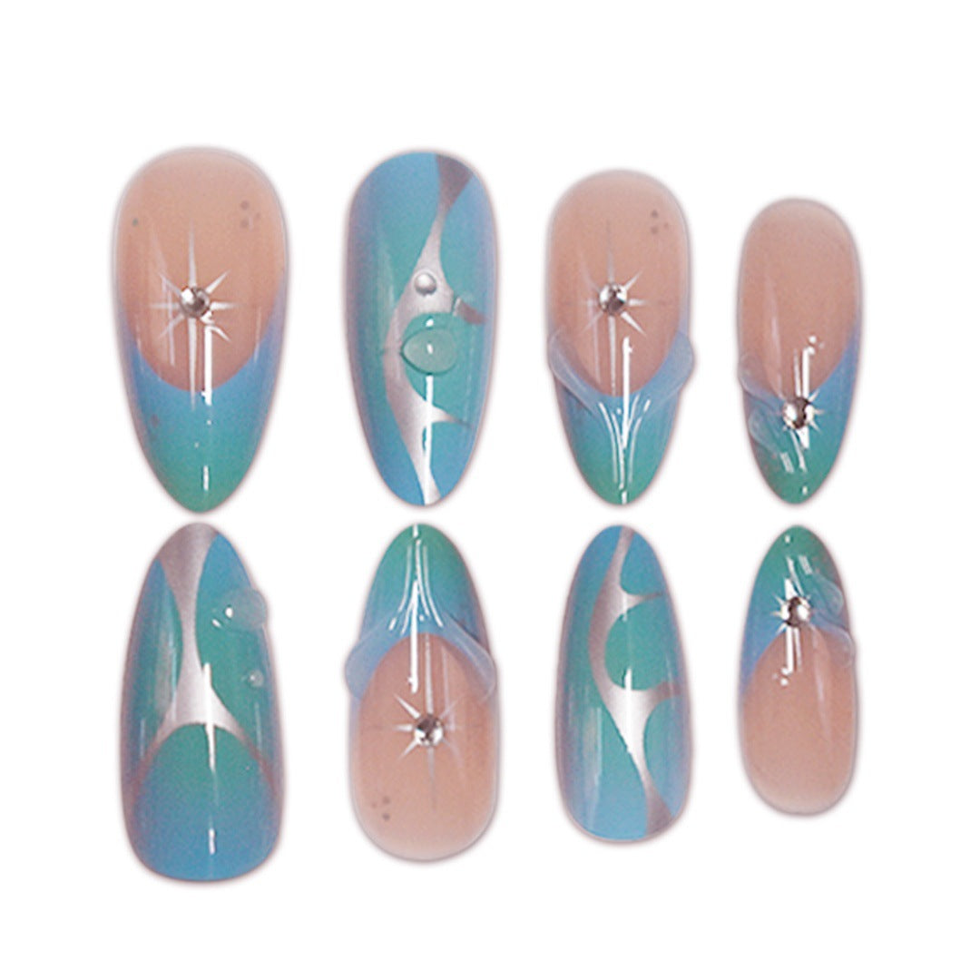 Artistic Stiletto Press-On Nail Extensions with Unique 3D Design Kalsten