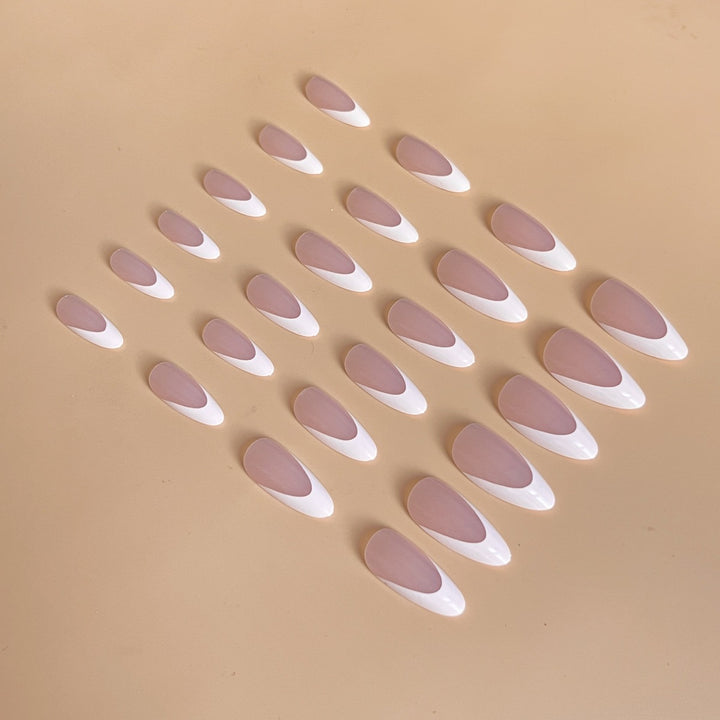 Elegant French Tip Almond-Shaped Nail Extensions Kalsten