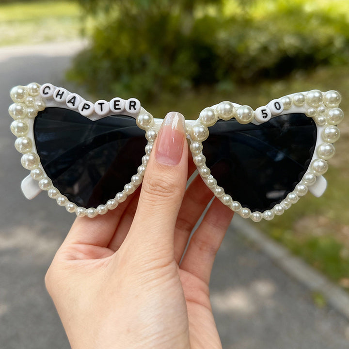 Pearl-Accented Heart-Shaped Sunglasses Kalsten
