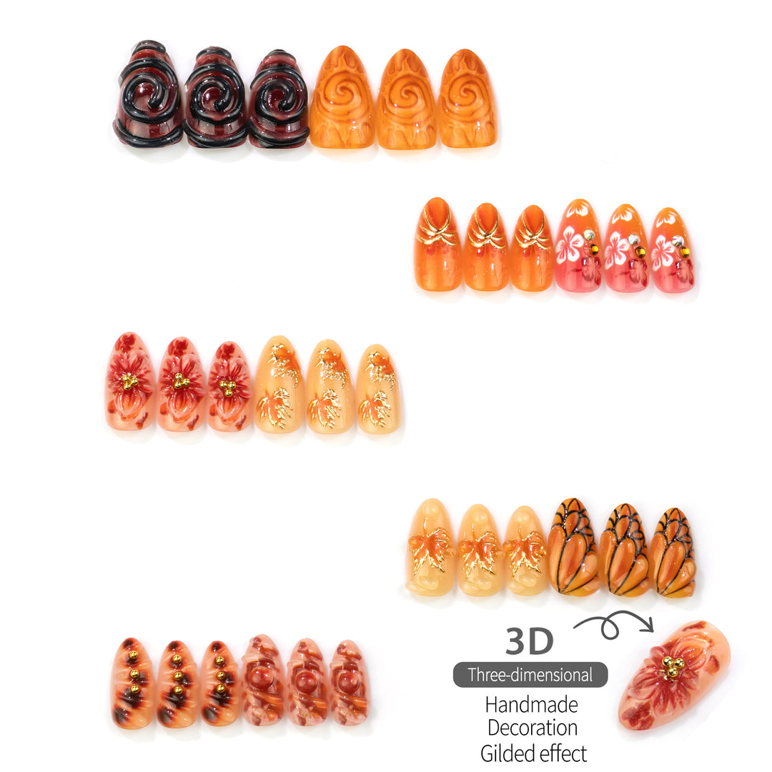 Hand-Painted Seasonal Press-On Nail Art Set