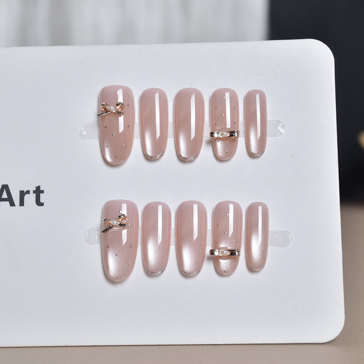 Elegant Press-On Nail Art Set with Decorative Accents Kalsten