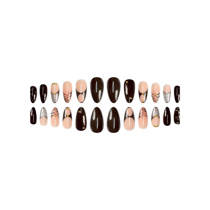 Artistic Stiletto Press-On Nail Art with Butterfly Accents Kalsten
