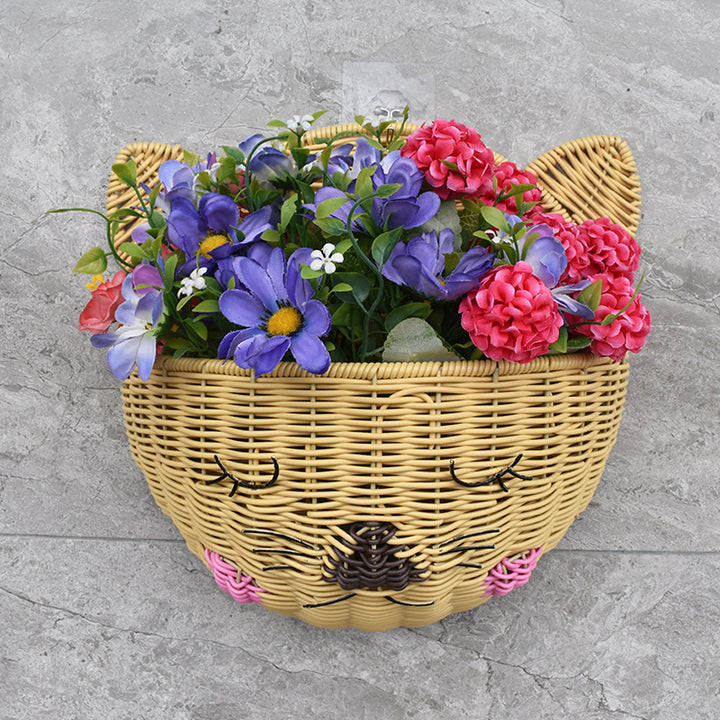 Cute Cat-Shaped Woven Storage Basket Kalsten