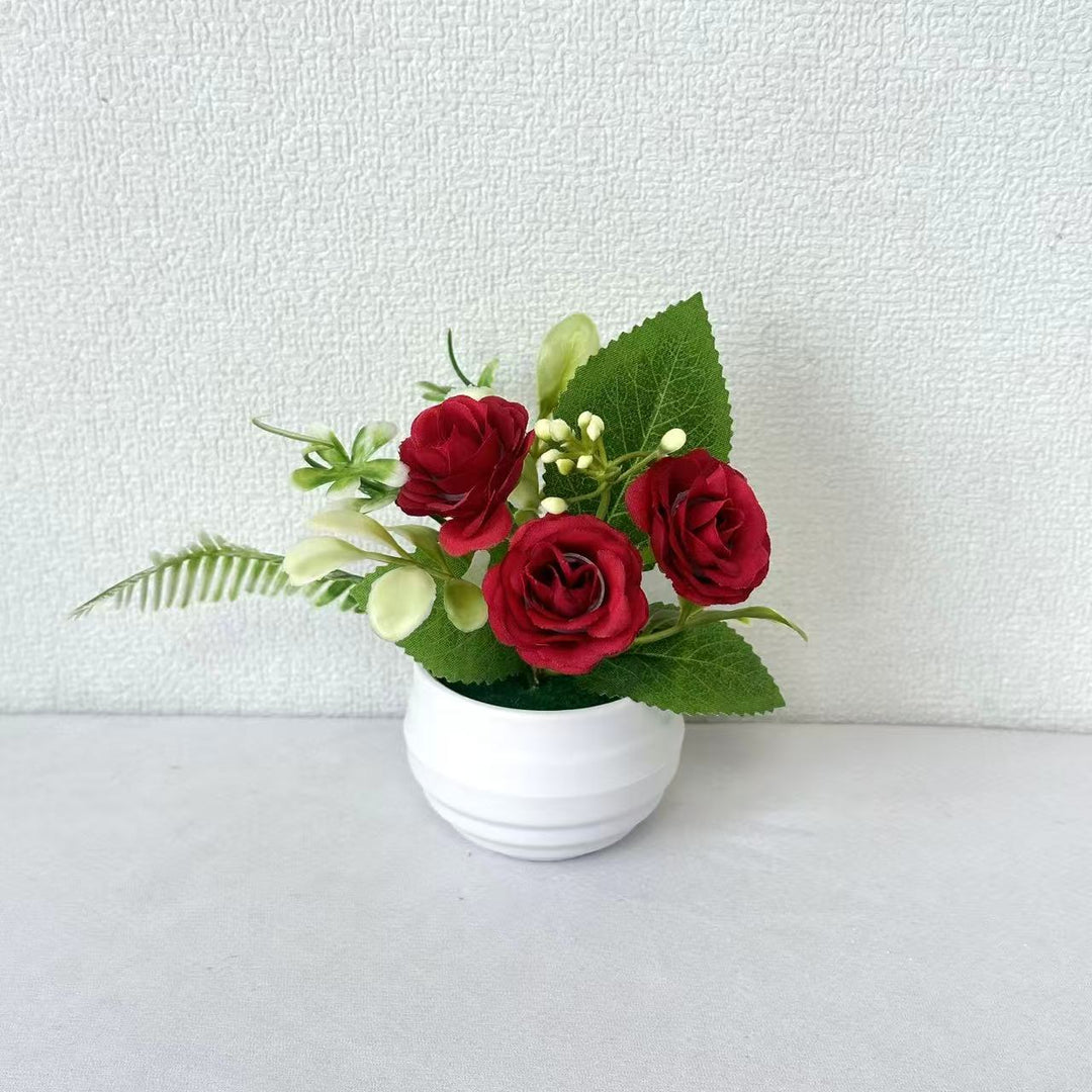 Lifelike Floral Arrangement in Decorative Pot for Home Decor