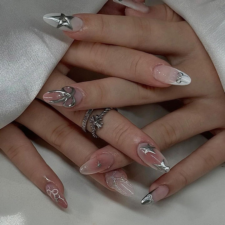 Artful nail extensions with elegant 3D embellishments Kalsten
