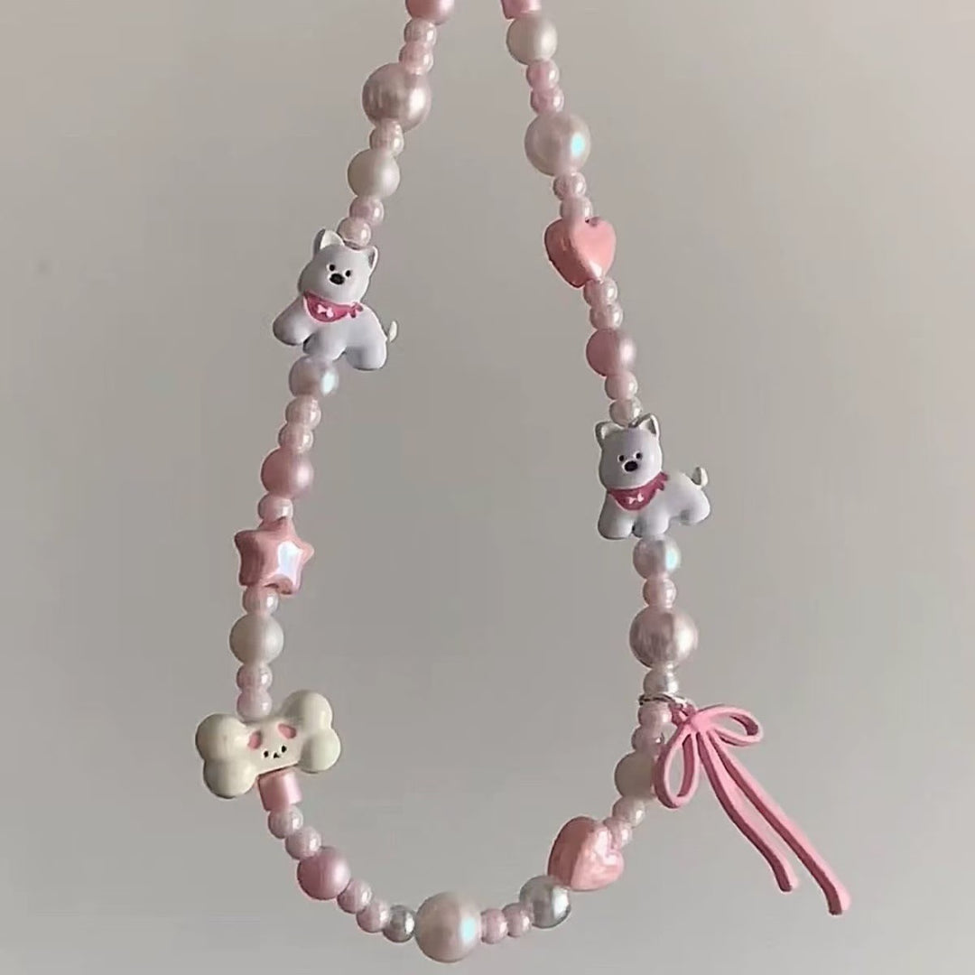 Playful Dog-Themed Beaded Necklace Kalsten