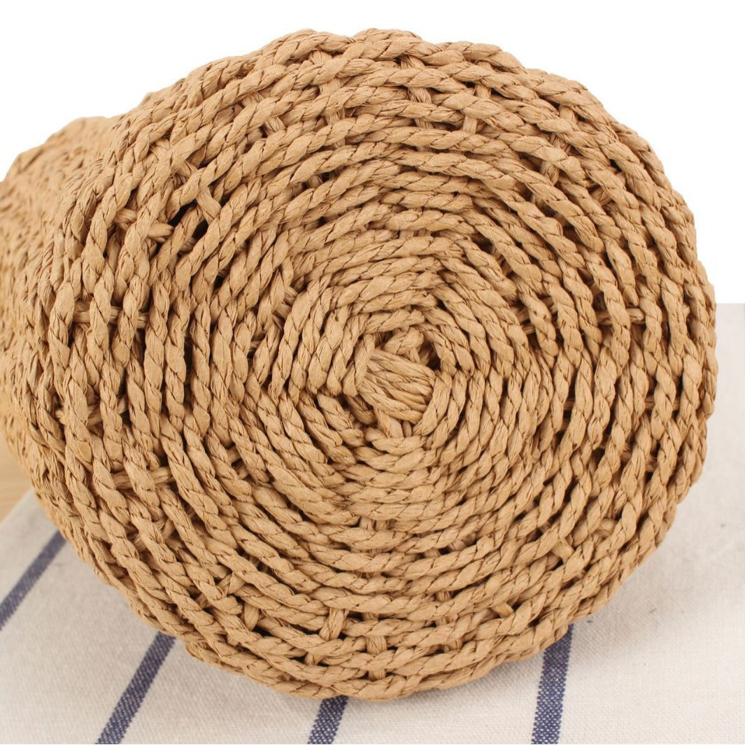 Basket bag with wooden handles and removable shoulder strap Kalsten