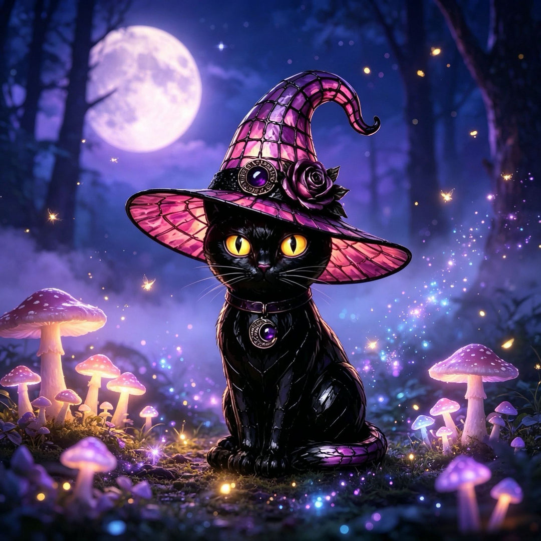Decorative cat lamp with witch hat Kalsten