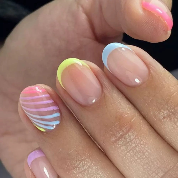 Artificial nail set with colorful neon accents Kalsten