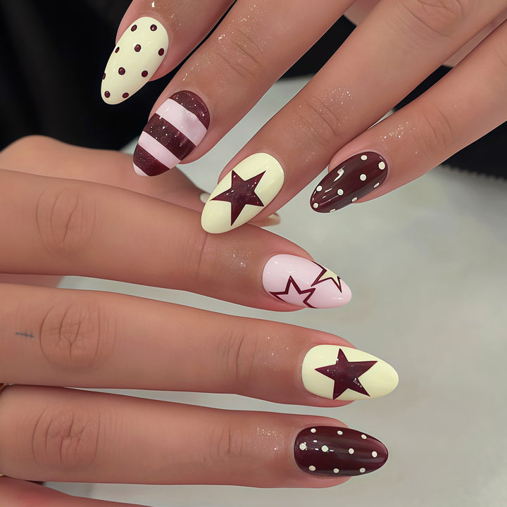 Artistic Star Pattern Press-On Nail Set Kalsten