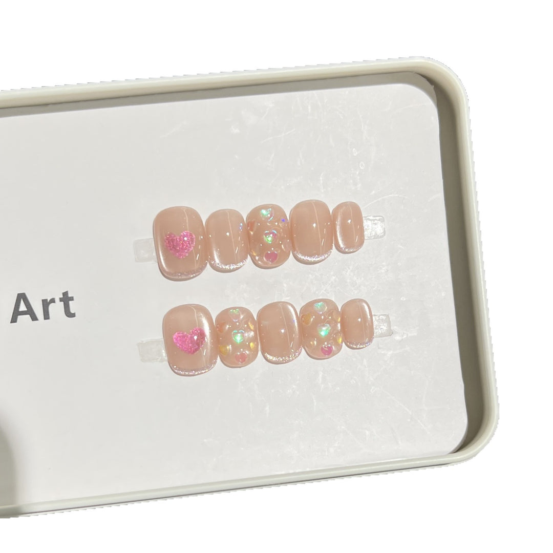 Heart-Accent Press-On Nail Set Kalsten