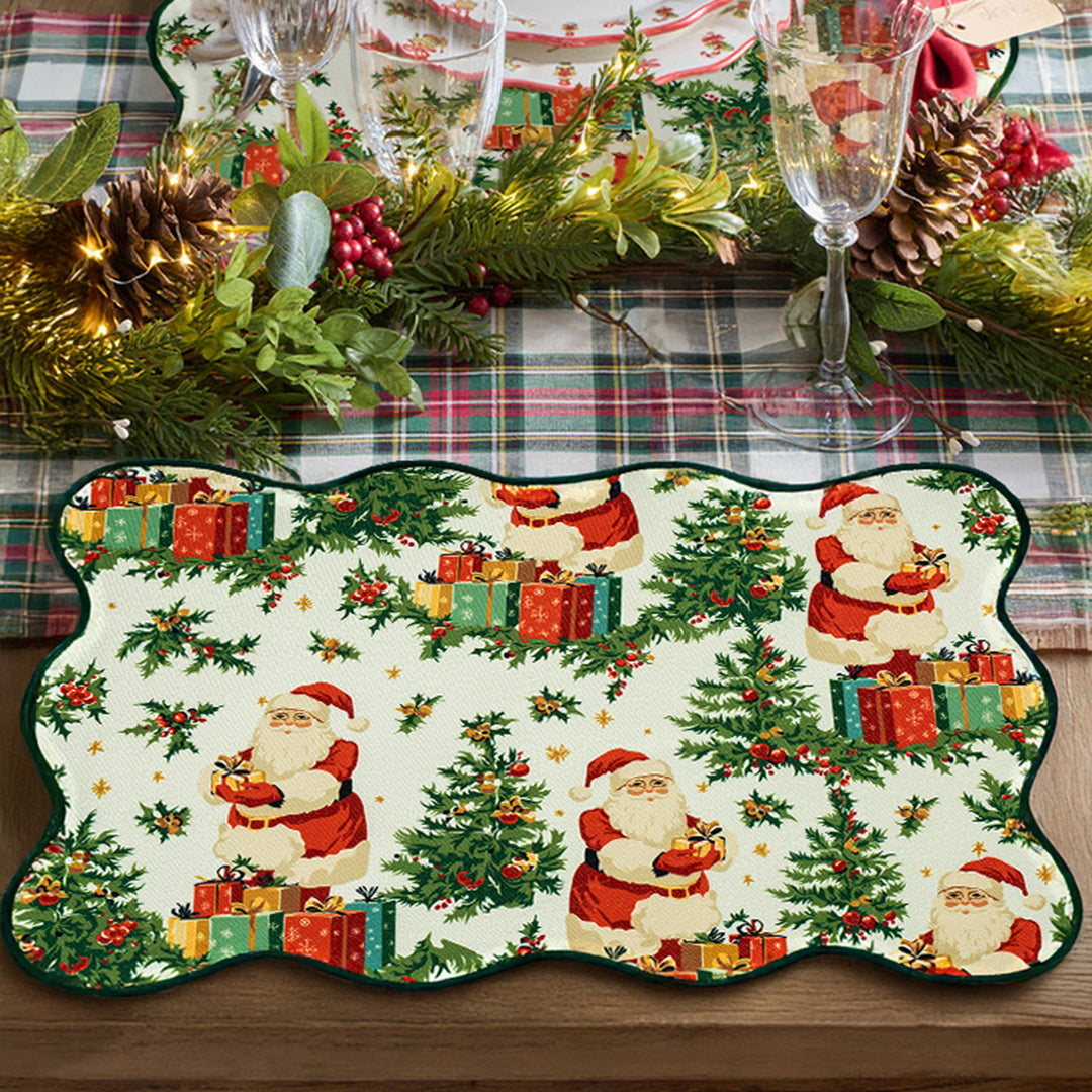 Christmas wipeable placemat with wavy hem and nostalgic Santa motif Kalsten