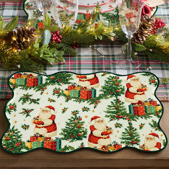 Christmas wipeable placemat with wavy hem and nostalgic Santa motif Kalsten