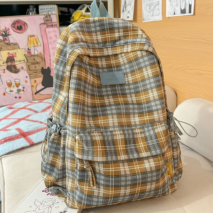 Stylish Plaid Patterned Backpack Kalsten