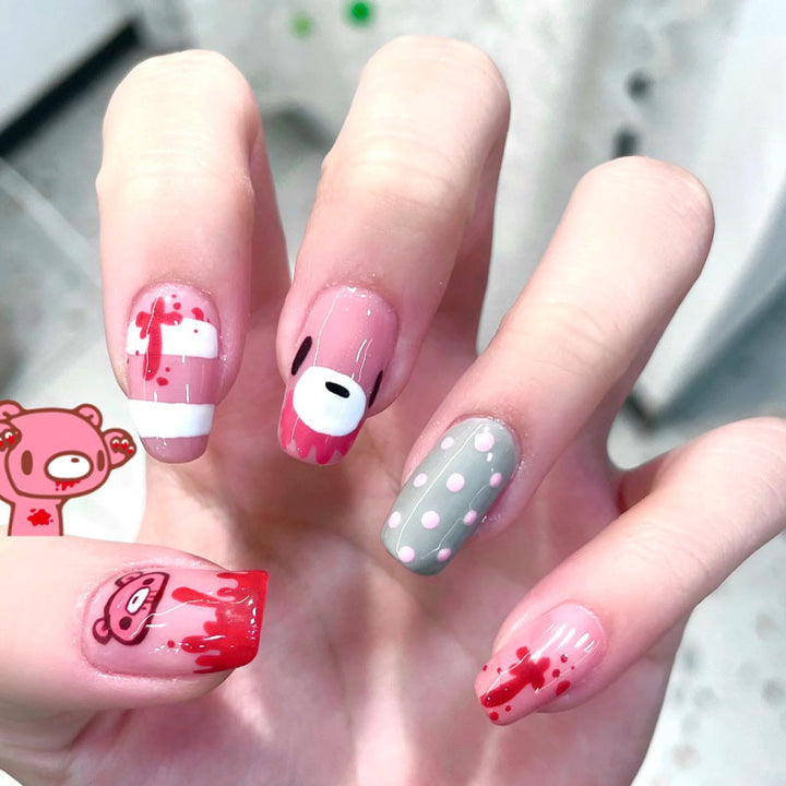 Whimsical Bear-Themed Press-On Nail Art Kit Kalsten