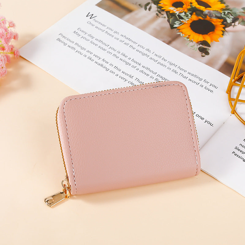 Compact Zippered Leather Wallet