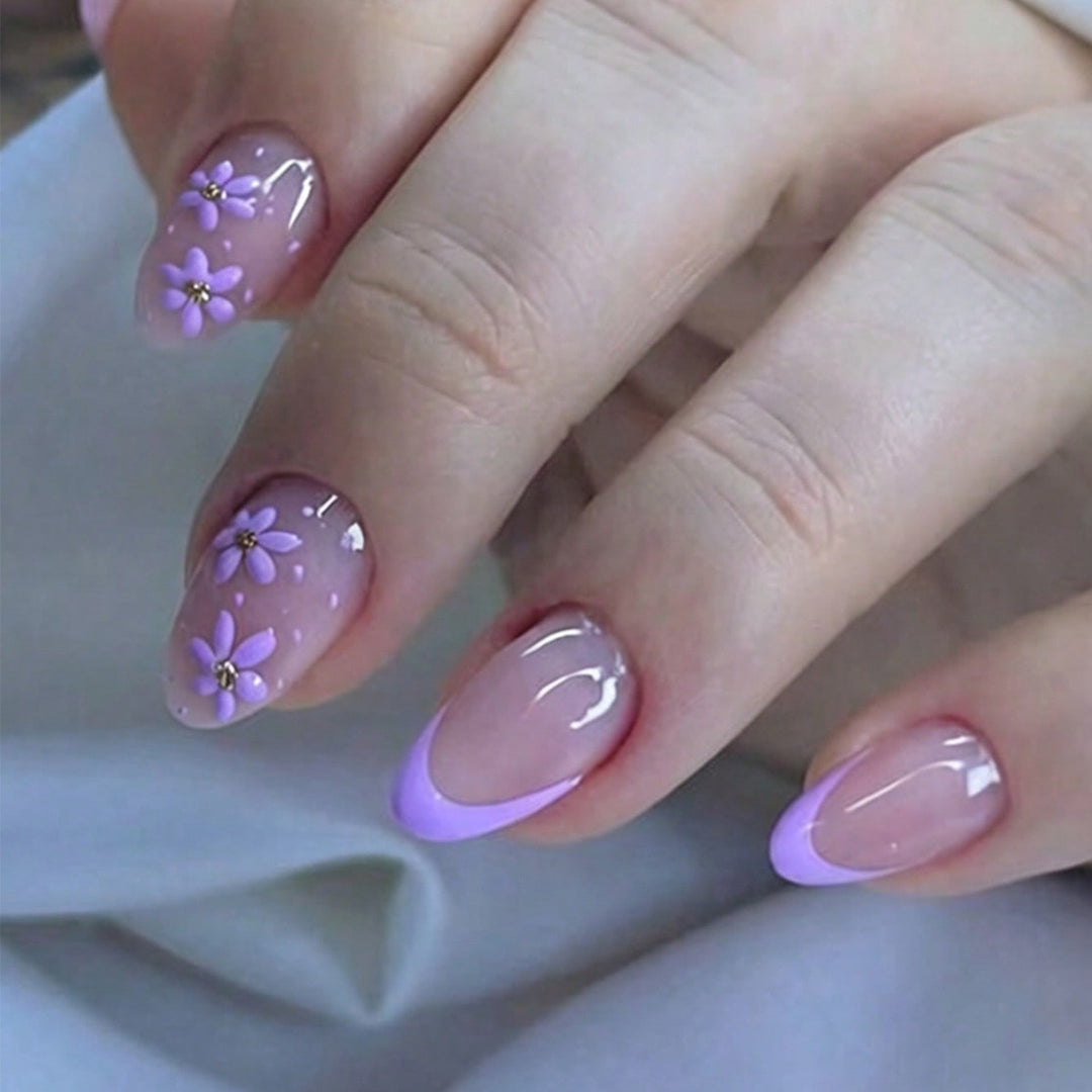 Artistic Floral-Embellished Press-On Nail Tips Kalsten