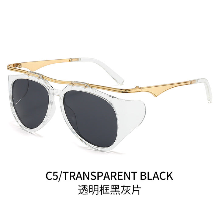 Ladies Fashion Sport Sunglasses with Oversized Frame and Golden Accents Kalsten