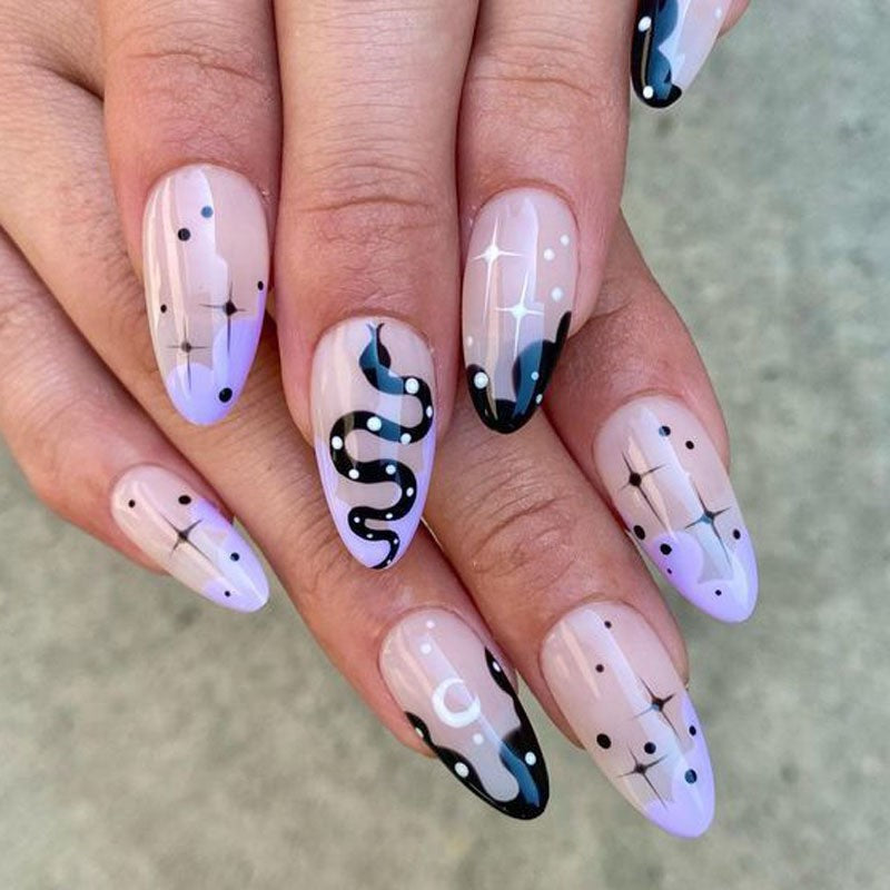 Artful Ghost-Themed Press-On Nails Kalsten