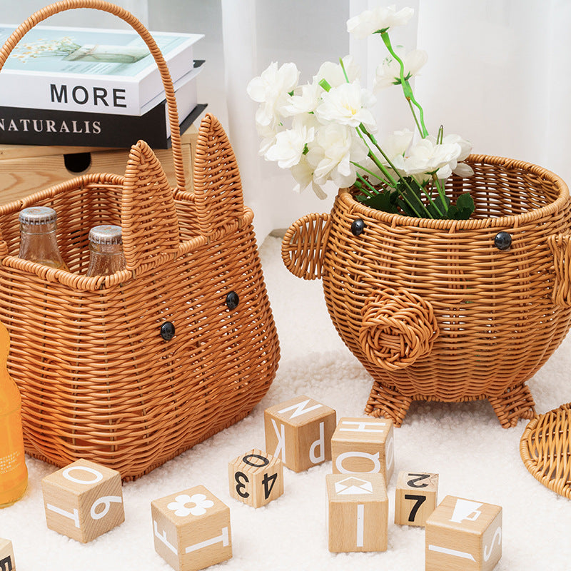 Decorative Animal-Shaped Woven Storage Basket Kalsten